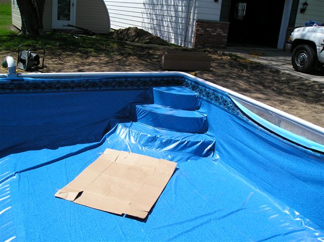 Steps go in either under the liner or over it.